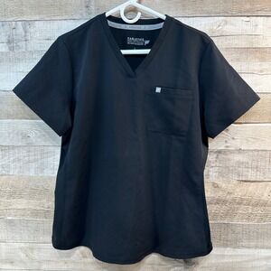 Fabletics Helix 1-Pocket Scrub Top Mens Black V-Neck Anti-Wrinkle L
